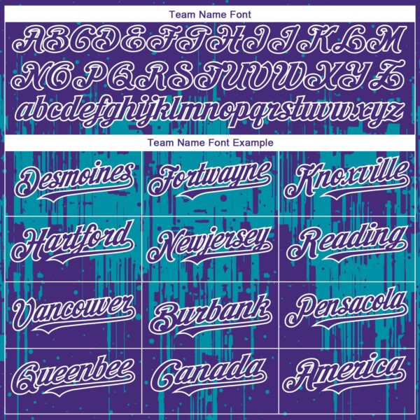 Custom Purple White-Teal Dripping Splatter Paint Authentic Baseball Jersey