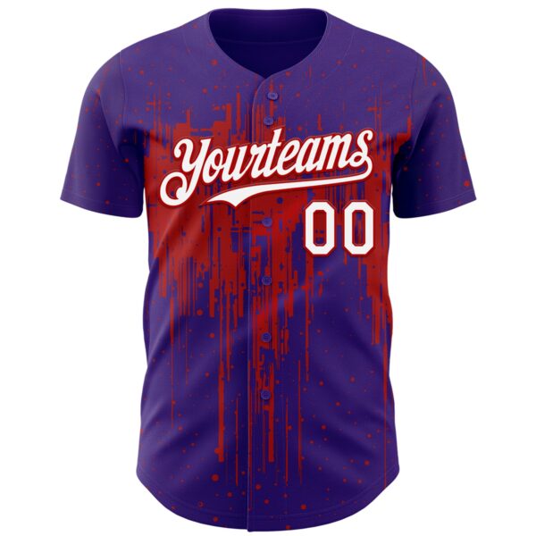 Custom Purple White-Red Dripping Splatter Paint Authentic Baseball Jersey