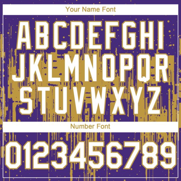 Custom Purple White-Old Gold Dripping Splatter Paint Authentic Baseball Jersey