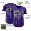 Custom Purple Black-Gray Dripping Splatter Paint Authentic Baseball Jersey