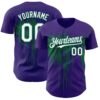 Custom Purple White-Kelly Green Dripping Splatter Paint Authentic Baseball Jersey