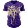 Custom Purple Cream Dripping Splatter Paint Authentic Baseball Jersey