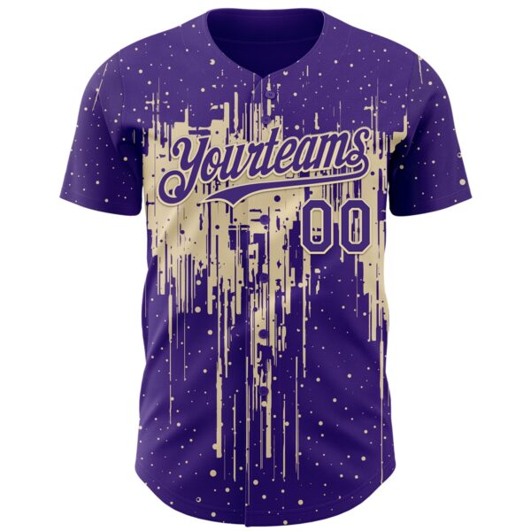Custom Purple Cream Dripping Splatter Paint Authentic Baseball Jersey