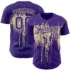 Custom Purple Cream Dripping Splatter Paint Authentic Baseball Jersey