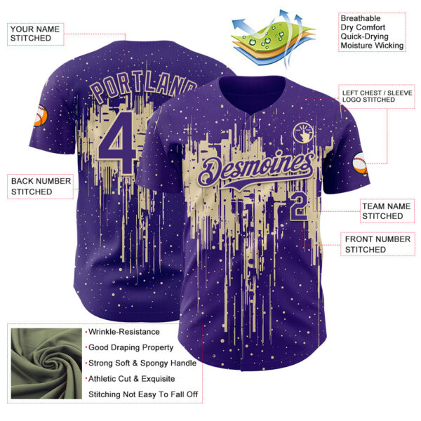 Custom Purple Cream Dripping Splatter Paint Authentic Baseball Jersey