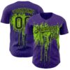Custom Purple Black-Neon Green Dripping Splatter Paint Authentic Baseball Jersey