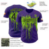 Custom Purple Black-Neon Green Dripping Splatter Paint Authentic Baseball Jersey