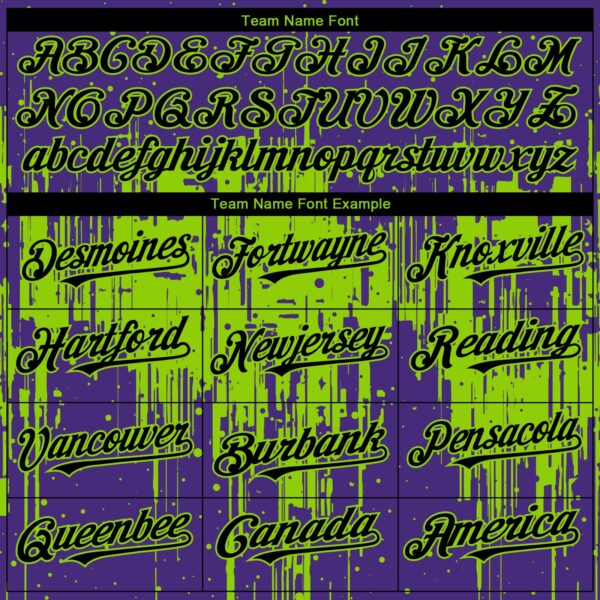 Custom Purple Black-Neon Green Dripping Splatter Paint Authentic Baseball Jersey