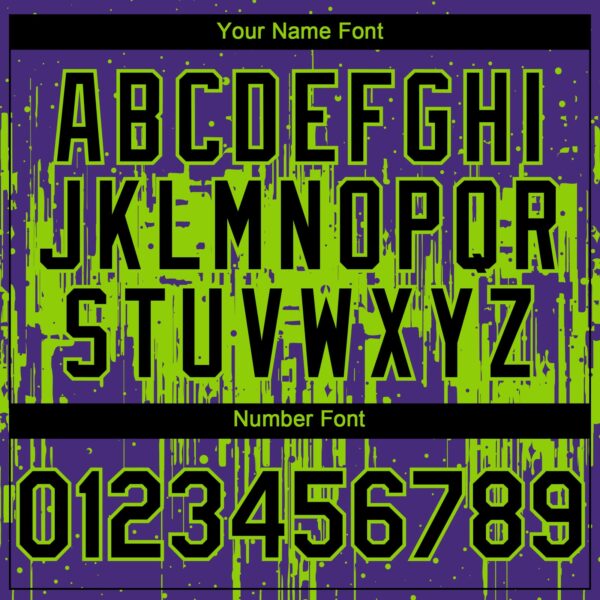 Custom Purple Black-Neon Green Dripping Splatter Paint Authentic Baseball Jersey