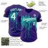 Custom Purple White-Aqua Dripping Splatter Paint Authentic Baseball Jersey