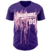 Custom Purple White-Light Pink Dripping Splatter Paint Authentic Baseball Jersey