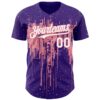 Custom Purple White-Medium Pink Dripping Splatter Paint Authentic Baseball Jersey