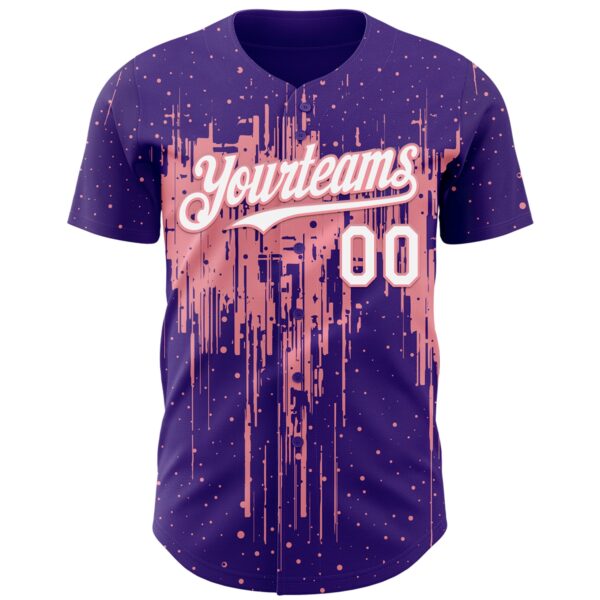 Custom Purple White-Medium Pink Dripping Splatter Paint Authentic Baseball Jersey