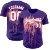 Custom Purple White-Medium Pink Dripping Splatter Paint Authentic Baseball Jersey