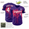 Custom Purple White-Neon Pink Dripping Splatter Paint Authentic Baseball Jersey