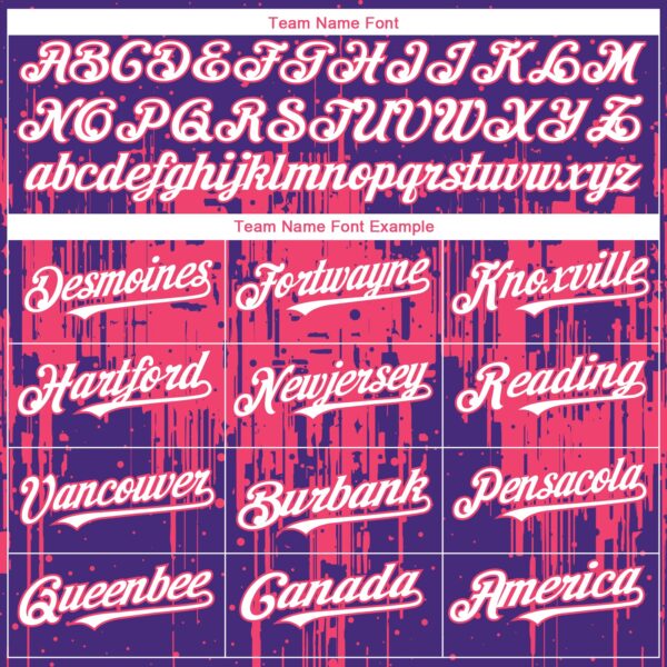 Custom Purple White-Neon Pink Dripping Splatter Paint Authentic Baseball Jersey