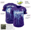 Custom Purple White-Light Blue Dripping Splatter Paint Authentic Baseball Jersey