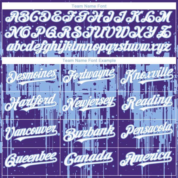 Custom Purple White-Light Blue Dripping Splatter Paint Authentic Baseball Jersey