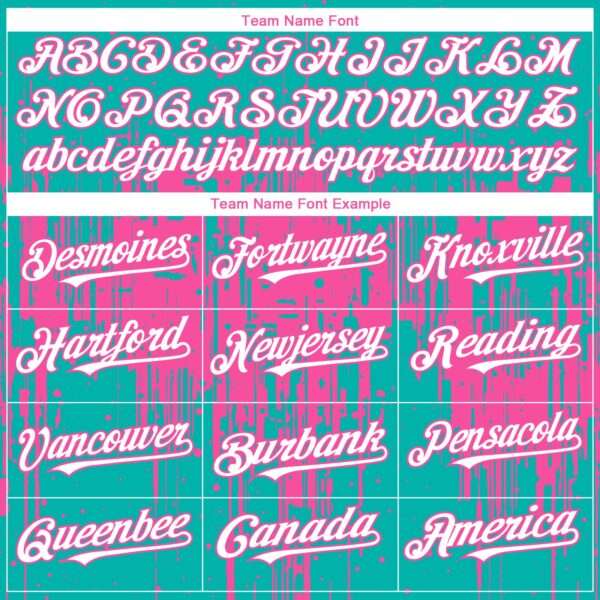 Custom Aqua White-Pink Dripping Splatter Paint Authentic Baseball Jersey