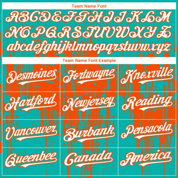 Custom Aqua White-Orange Dripping Splatter Paint Authentic Baseball Jersey