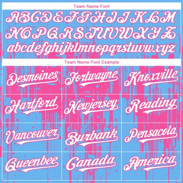 Custom Sky Blue White-Pink Dripping Splatter Paint Authentic Baseball Jersey