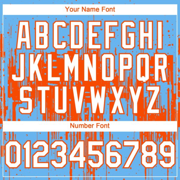 Custom Sky Blue White-Orange Dripping Splatter Paint Authentic Baseball Jersey