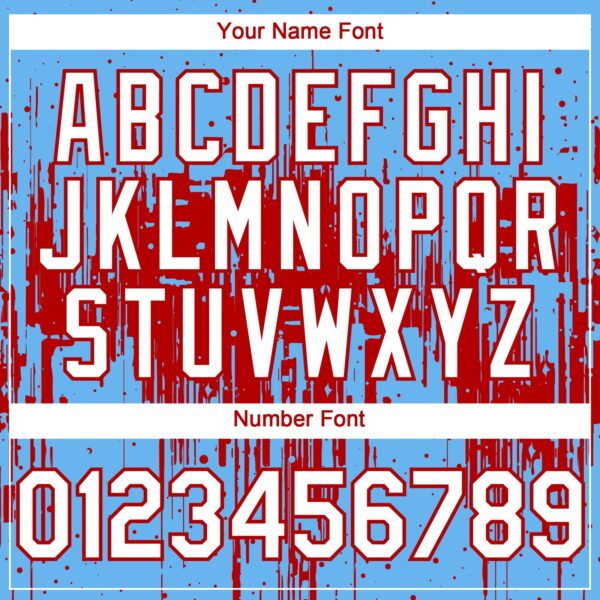 Custom Sky Blue White-Red Dripping Splatter Paint Authentic Baseball Jersey