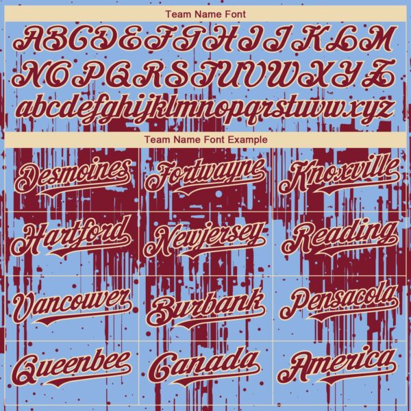 Custom Light Blue Crimson-Cream Dripping Splatter Paint Authentic Baseball Jersey