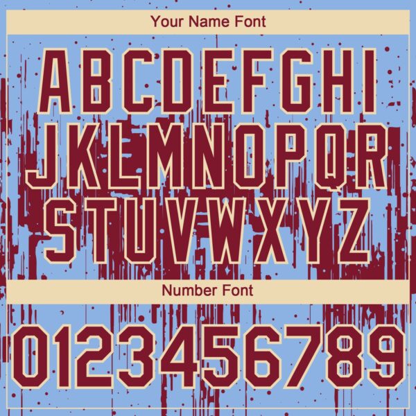 Custom Light Blue Crimson-Cream Dripping Splatter Paint Authentic Baseball Jersey