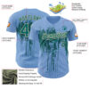 Custom Light Blue Teal-Cream Dripping Splatter Paint Authentic Baseball Jersey