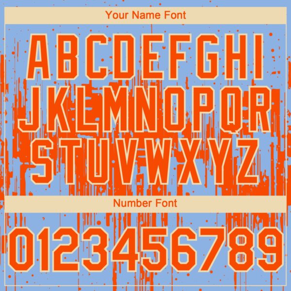 Custom Light Blue Orange-Cream Dripping Splatter Paint Authentic Baseball Jersey