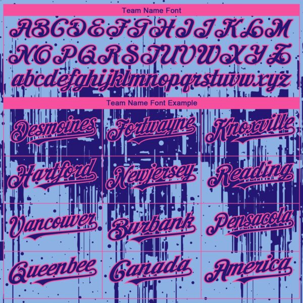 Custom Light Blue Dark Purple-Pink Dripping Splatter Paint Authentic Baseball Jersey