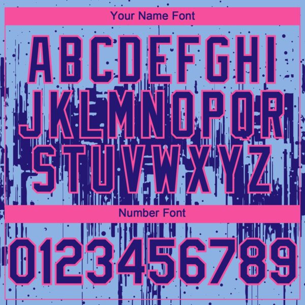 Custom Light Blue Dark Purple-Pink Dripping Splatter Paint Authentic Baseball Jersey