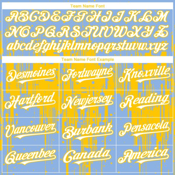 Custom Light Blue White-Yellow Dripping Splatter Paint Authentic Baseball Jersey