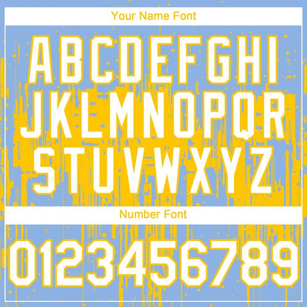 Custom Light Blue White-Yellow Dripping Splatter Paint Authentic Baseball Jersey