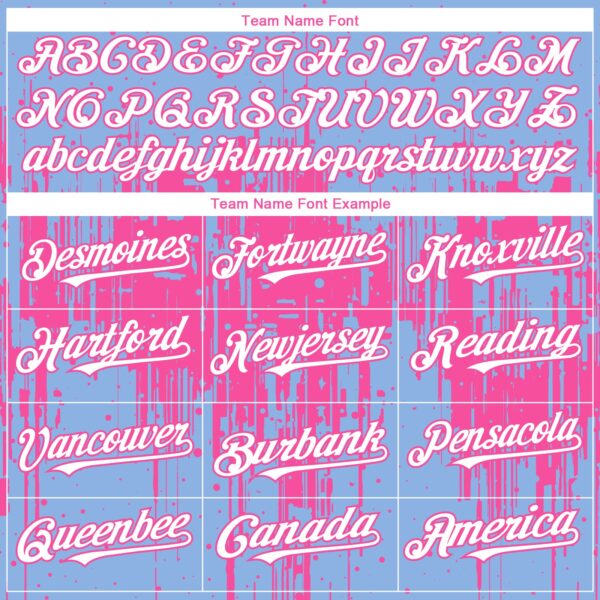 Custom Light Blue White-Pink Dripping Splatter Paint Authentic Baseball Jersey