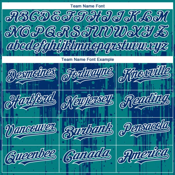 Custom Teal US Navy Blue-White Dripping Splatter Paint Authentic Baseball Jersey