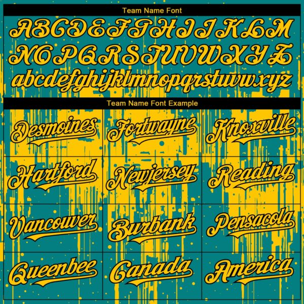 Custom Teal Yellow-Black Dripping Splatter Paint Authentic Baseball Jersey