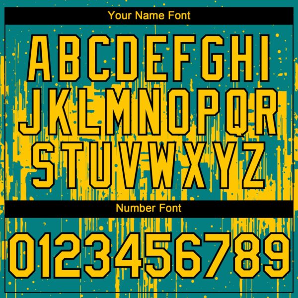 Custom Teal Yellow-Black Dripping Splatter Paint Authentic Baseball Jersey