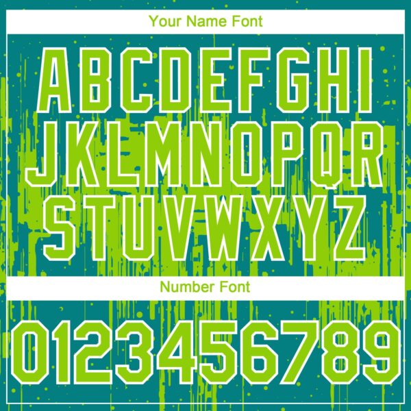 Custom Teal Neon Green-White Dripping Splatter Paint Authentic Baseball Jersey