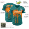 Custom Teal Bay Orange-White Dripping Splatter Paint Authentic Baseball Jersey