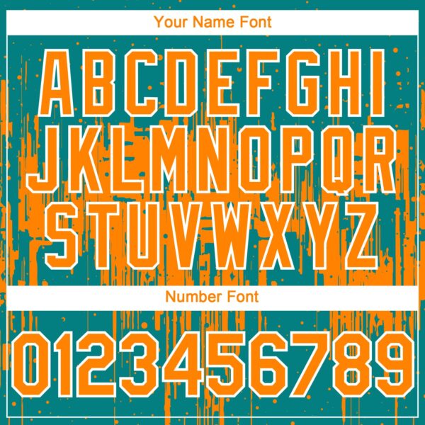 Custom Teal Bay Orange-White Dripping Splatter Paint Authentic Baseball Jersey