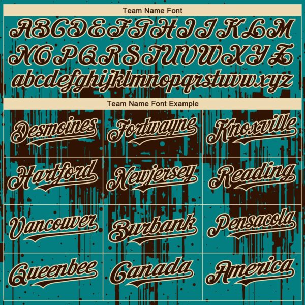 Custom Teal Brown-Cream Dripping Splatter Paint Authentic Baseball Jersey