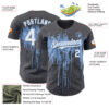 Custom Steel Gray White-Light Blue Dripping Splatter Paint Authentic Baseball Jersey