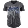 Custom Steel Gray Navy-Gray Dripping Splatter Paint Authentic Baseball Jersey