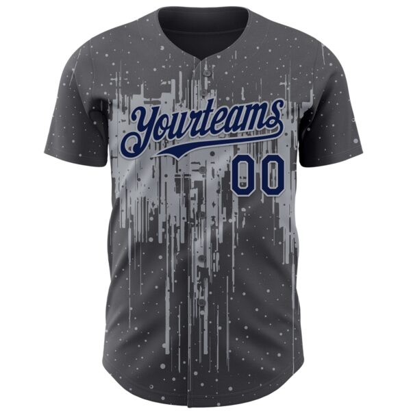Custom Steel Gray Navy-Gray Dripping Splatter Paint Authentic Baseball Jersey