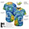 Custom White Kelly Green 3D Pattern Design Beach Hawaii Palm Trees And Flowers Authentic Baseball Jersey