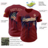 Custom Crimson Vintage USA Flag Cream-Navy Dripping Splatter Paint Authentic Baseball Jersey
