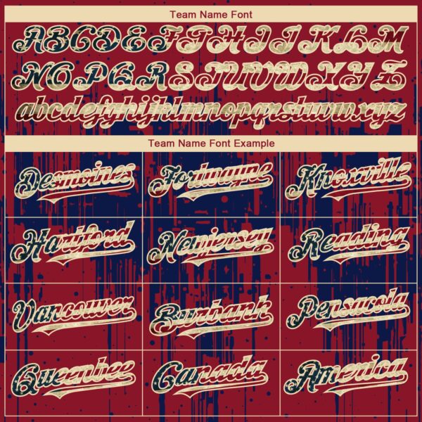 Custom Crimson Vintage USA Flag Cream-Navy Dripping Splatter Paint Authentic Baseball Jersey