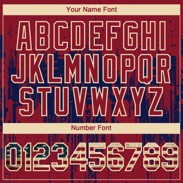 Custom Crimson Vintage USA Flag Cream-Navy Dripping Splatter Paint Authentic Baseball Jersey